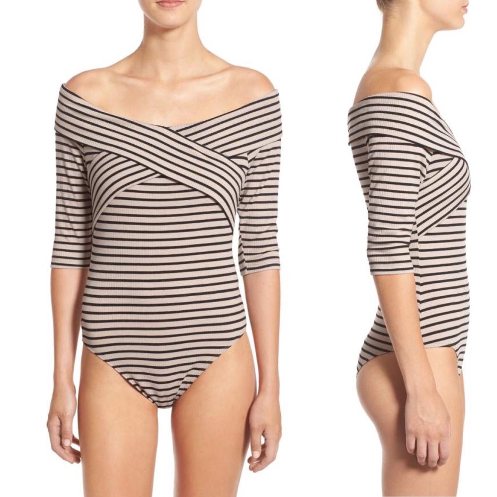 •Sold in Bundle• Striped Off the Shoulder Bodysuit - Picture 3 of 8